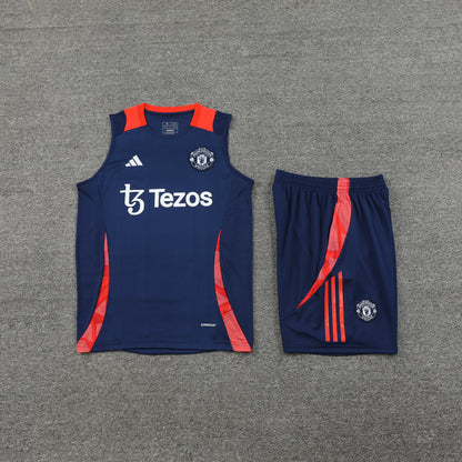 Conjunto de entrenamiento prepartido sin mangas del Manchester United 2024/25