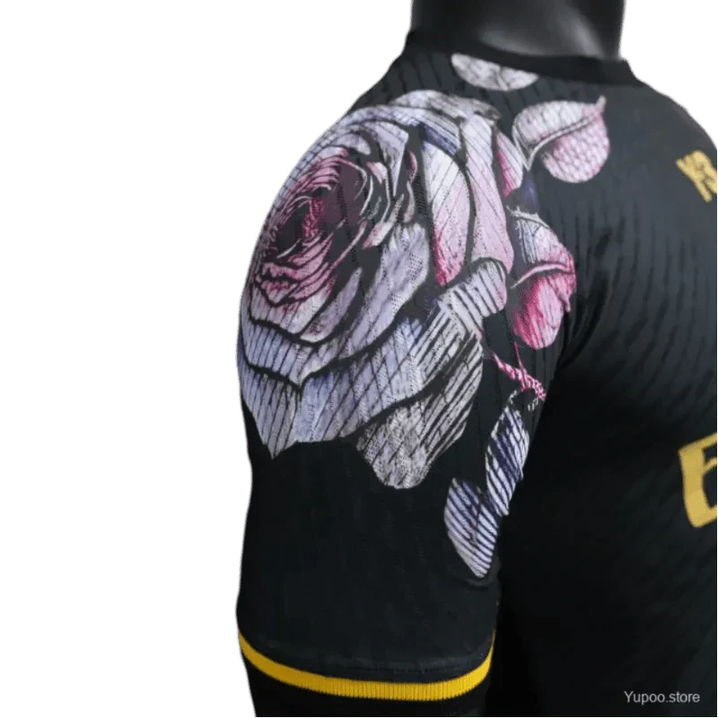 Right side of Real Madrid Y-3 Jersey with flower print