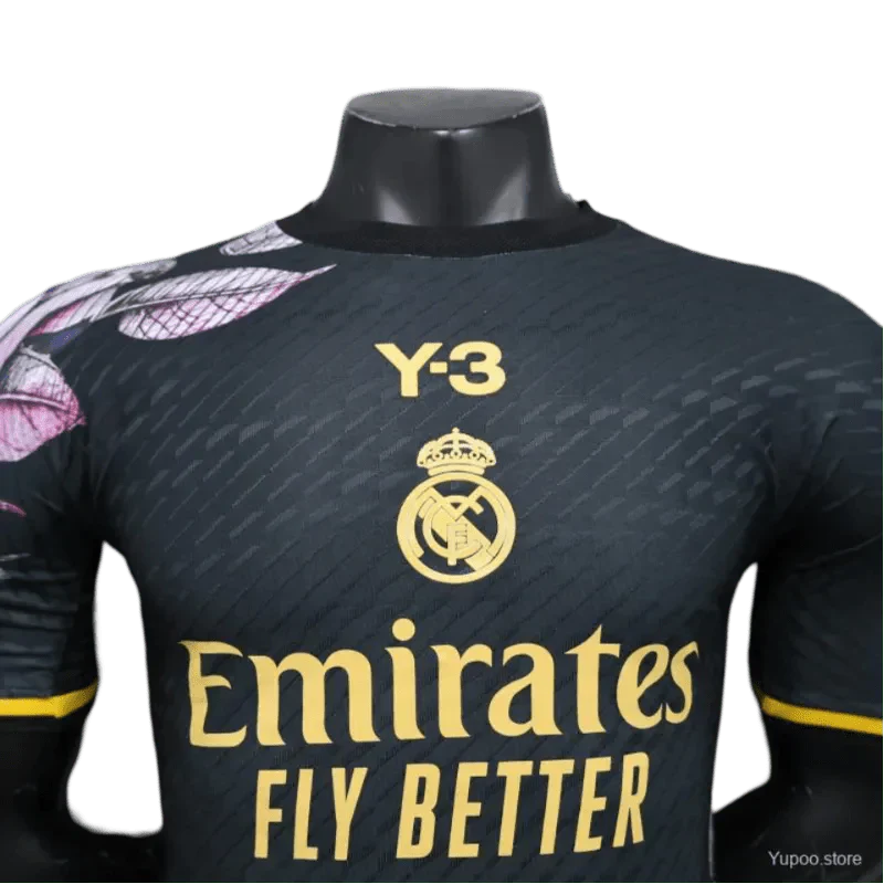 Real madrid Jersey with Y-3 in black Close up look