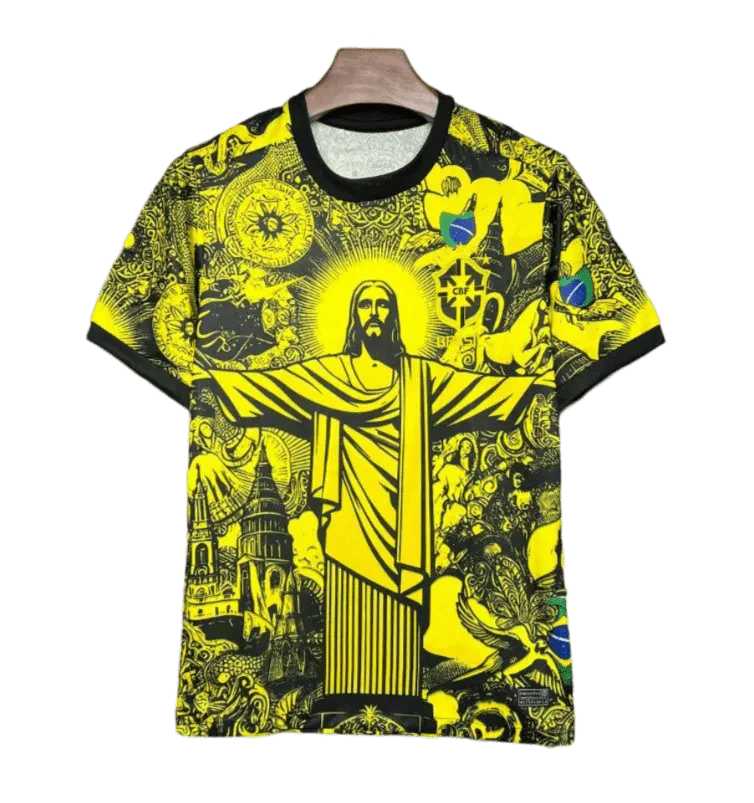 Camiseta edición especial amarilla Brasil x Cristo 2024/2025 - Versión para aficionados