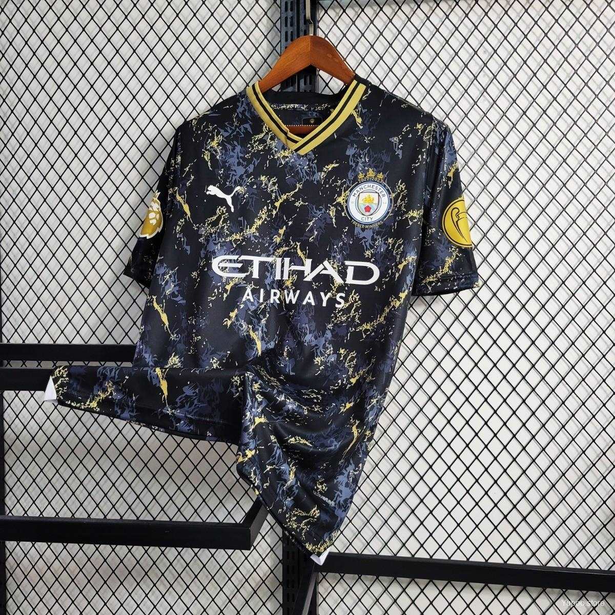 Kit edición especial negro y dorado del Manchester City 23/24 (versión para aficionados) 