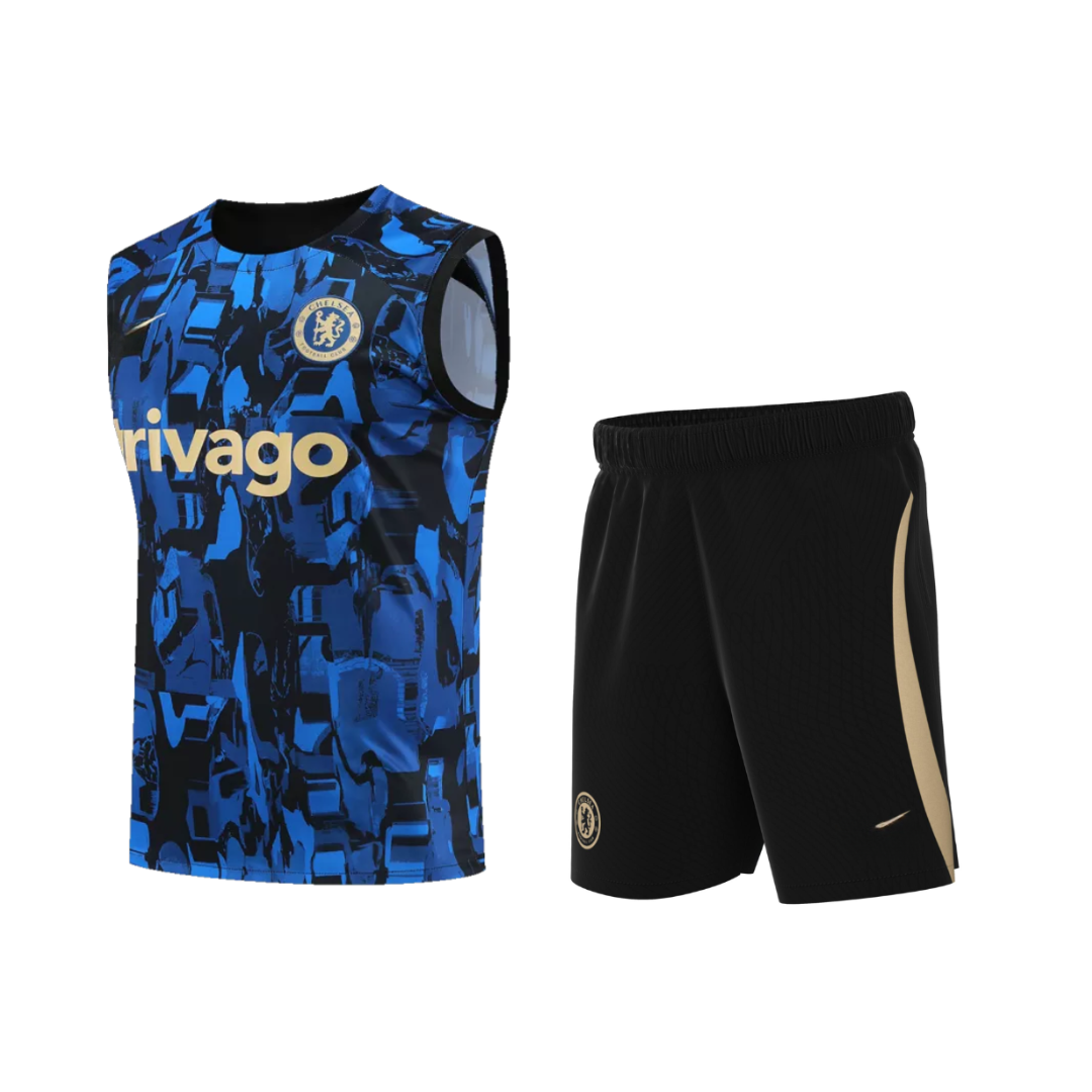 Conjunto de verano negro sin mangas de entrenamiento prepartido CHELSEA 2024/2025