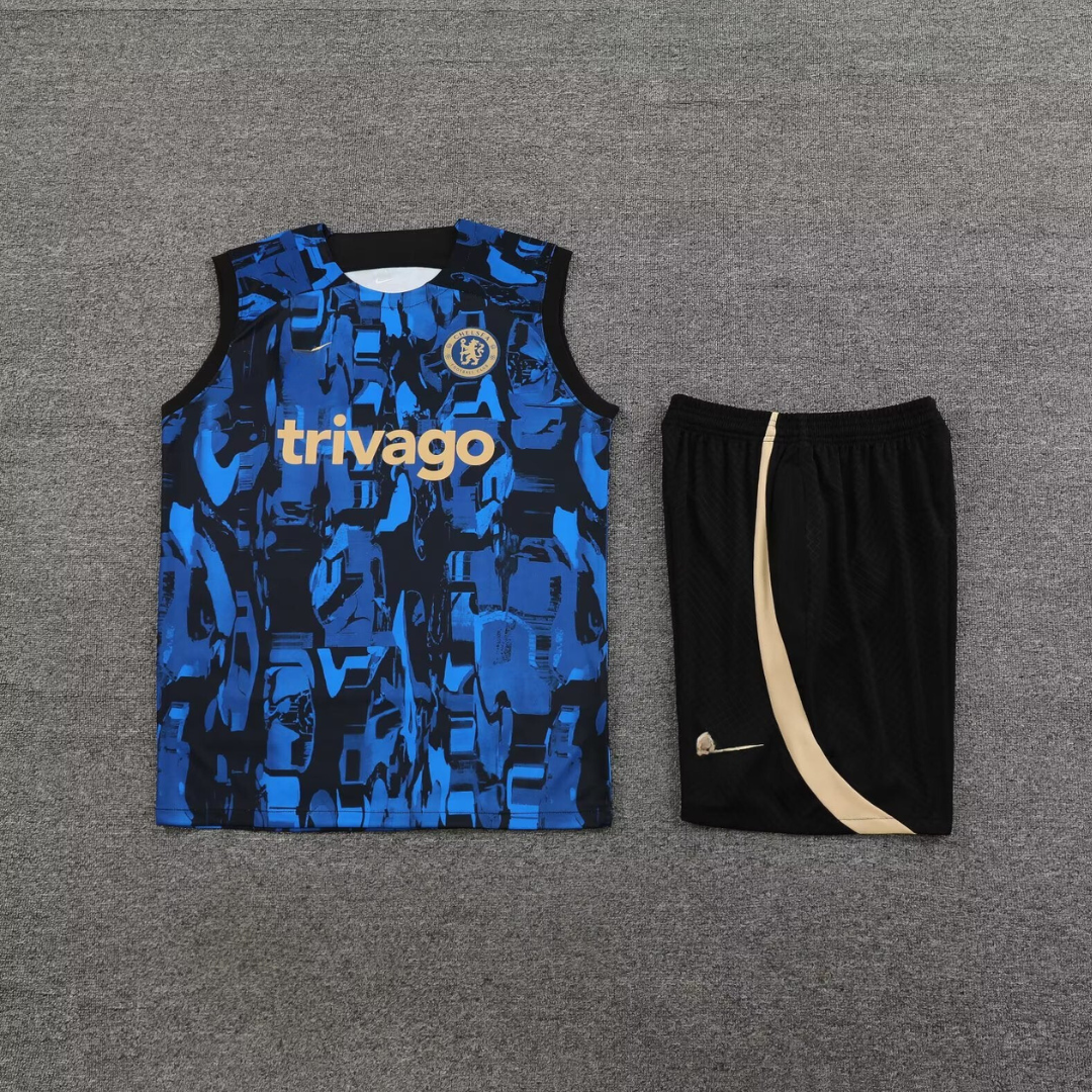 Conjunto de verano negro sin mangas de entrenamiento prepartido CHELSEA 2024/2025