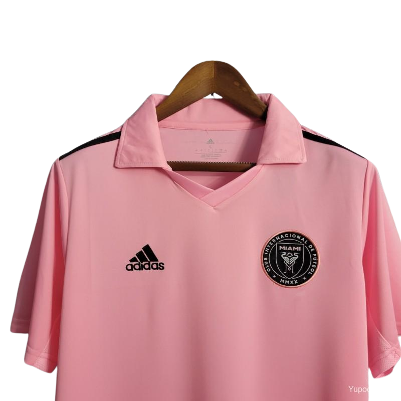 Close up look to the shirt, with adidas and Inter miami&