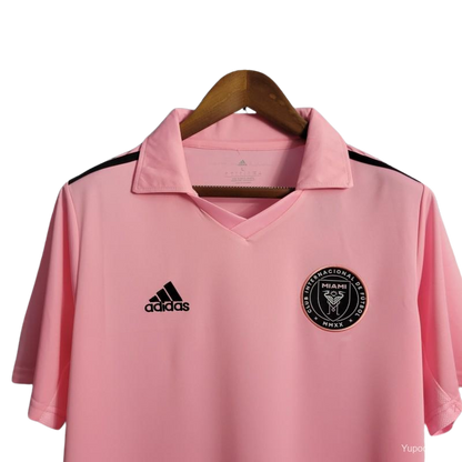 Close up look to the shirt, with adidas and Inter miami&